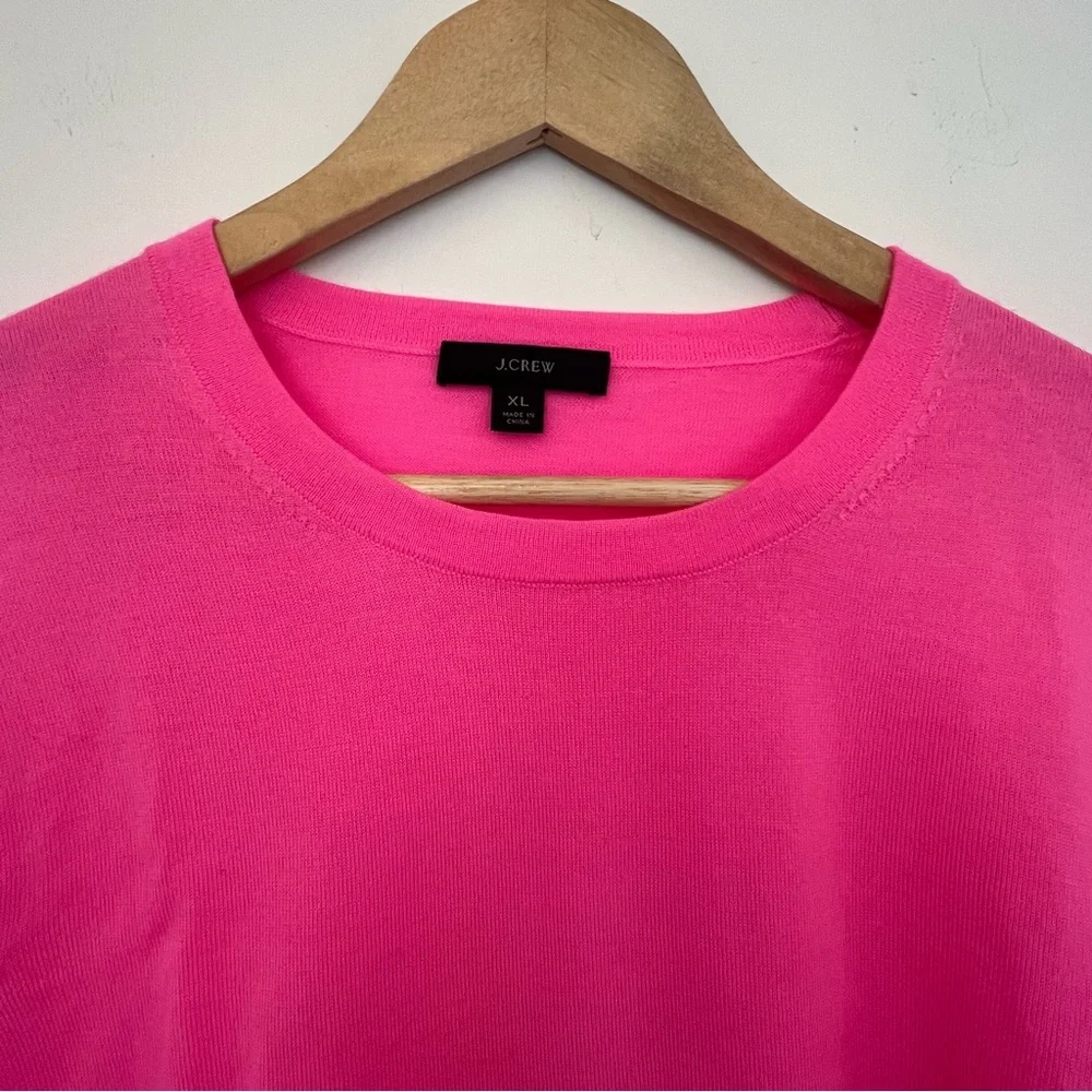 J. Crew Tippi Sweater 100% Merino Wool Hot neon Pink Long Sleeve XL extra large - Picture 6 of 12